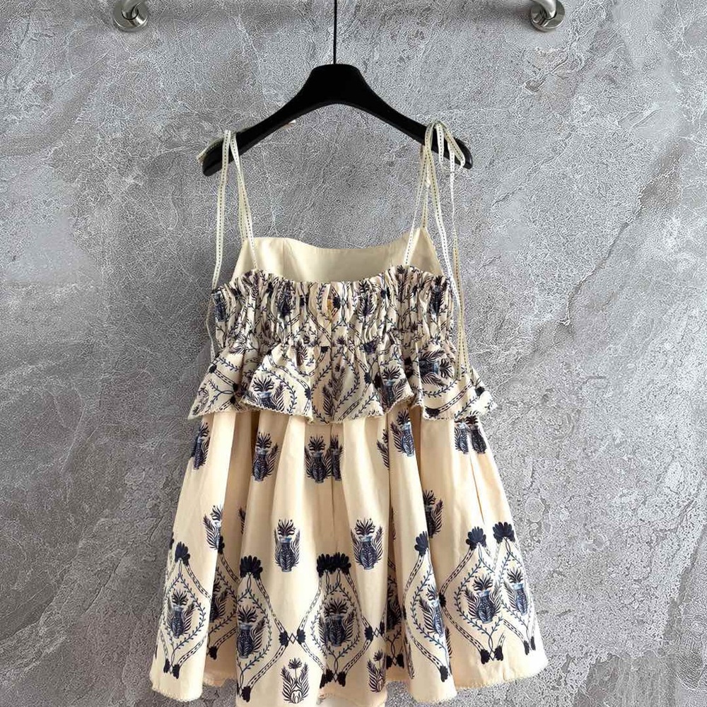Agua by Agua Bendita Cream Sundress with Navy Embroidery - Picture 9 of 9